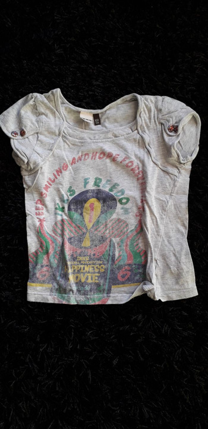 Ikks T.Shirt manches courtes Fille 8/10 ans BE gris clair - photo numéro 2