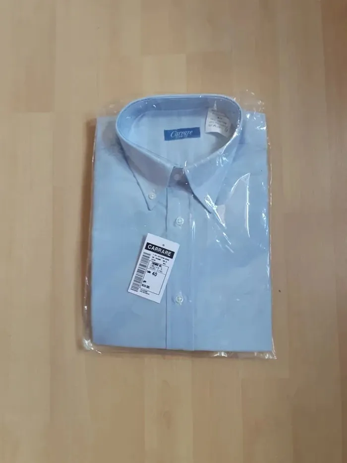 Chemise Homme Carreaux Manches Longues Bleu Clair - Taille 40 - Marque Carrare - photo numéro 3