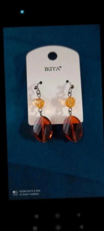 Boucles d'oreilles ikita  marron  moutarde