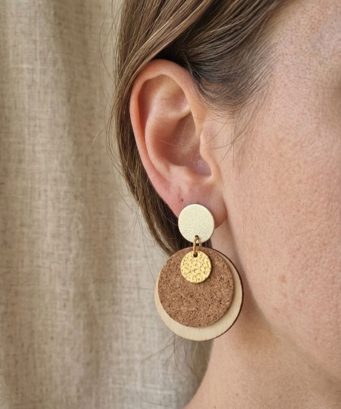 Boucles d’oreilles "Écorce & Or" - photo numéro 2