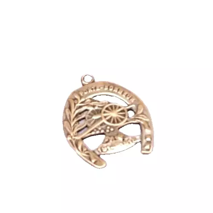 Ancien pendentif fer à cheval Porte-Bonheur 1914-1915 Laiton doré - photo numéro 3