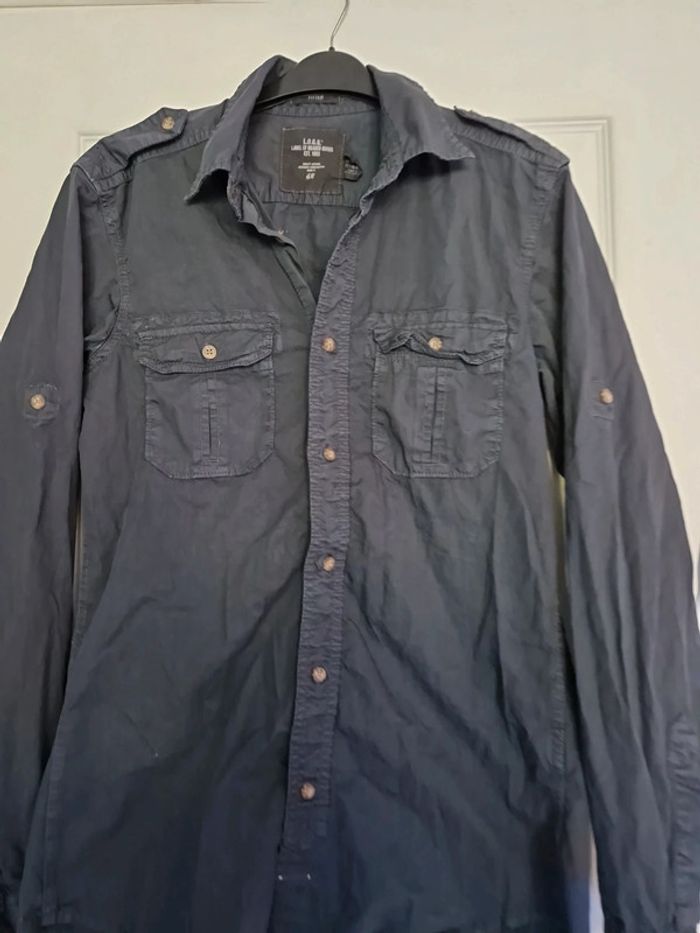 Chemise manches longues h&m label of graded goods bleue taille s - photo numéro 2