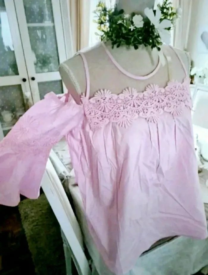 Blouse épaules dénudées rose tendre Miss Charm Taille 40/42 Neuve - photo numéro 2