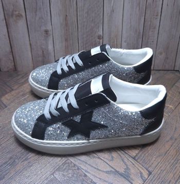Baskets Femme Paillettes Argentées - Style Étoile Noire - Neuves Taille 37