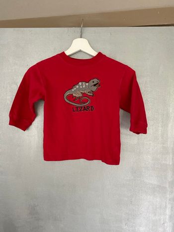 Sweat-shirt rouge avec motif lézard taille 3 ans