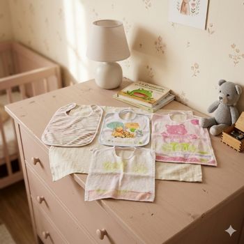 🍼 Lot de 4 Bavoirs Bébé - Doux & Pratiques 🌈