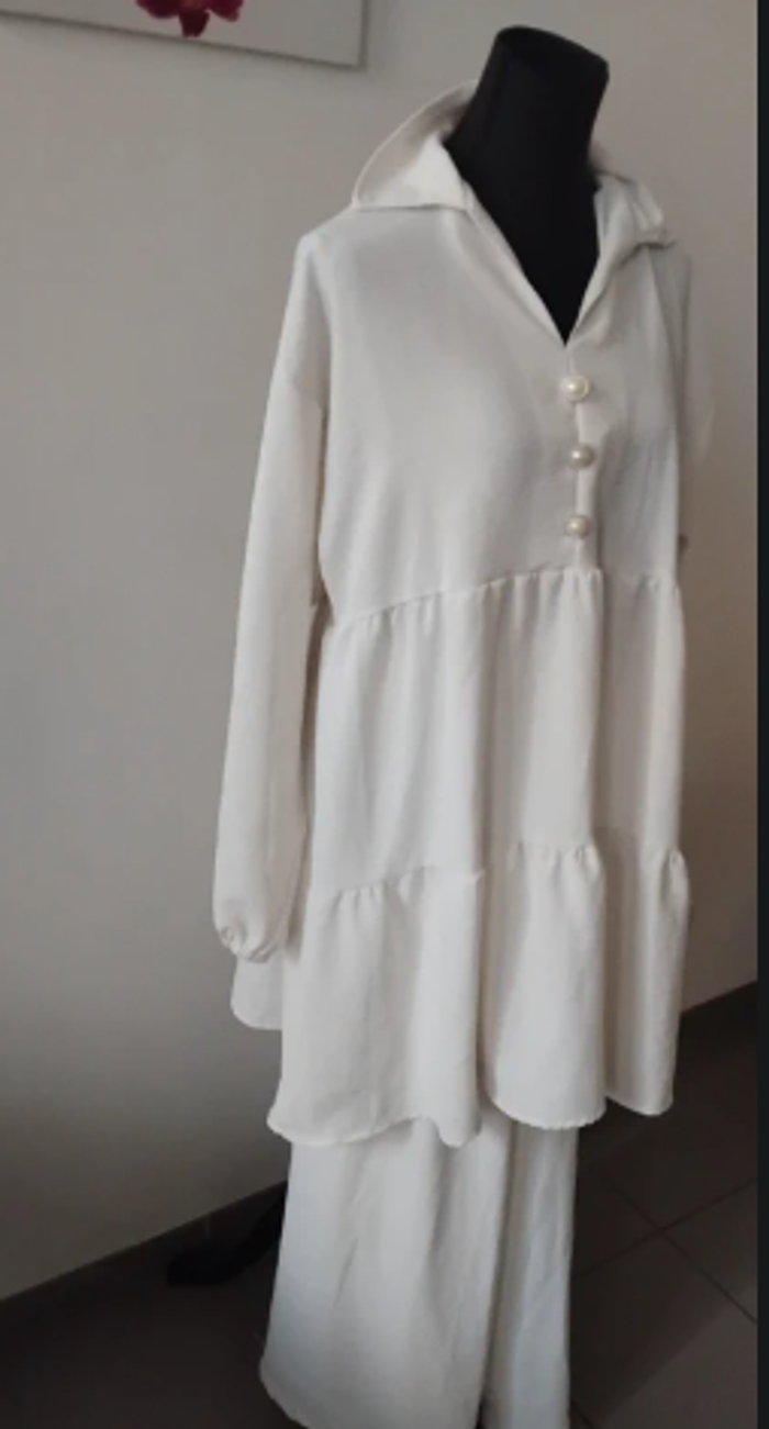 Ensemble Tunique et Pantalon Blanc Élégant - photo numéro 4