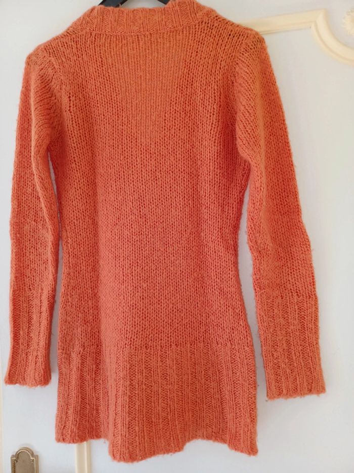Lot de 2 pulls longs col V Mim gris perle et orange cuivré taille 0 - photo numéro 13