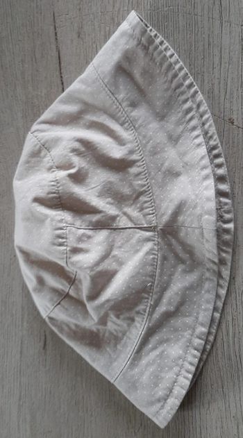 Bob, chapeau d été beige avec poins blancs, taille 54 cm, nickel