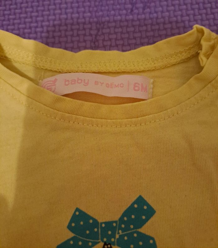 T-shirt manches courtes jaune cerises, gémo, taille 6 mois (68 cm) - photo numéro 3
