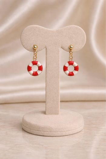 Boucles d’oreilles bouées rouges et blanches ❤️⚓
