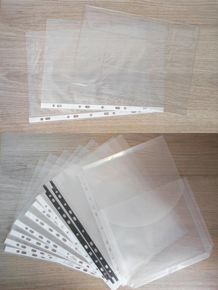 Lot 11 pochette plastique perforée + 2 pochette à soufflet avec rabat - A4