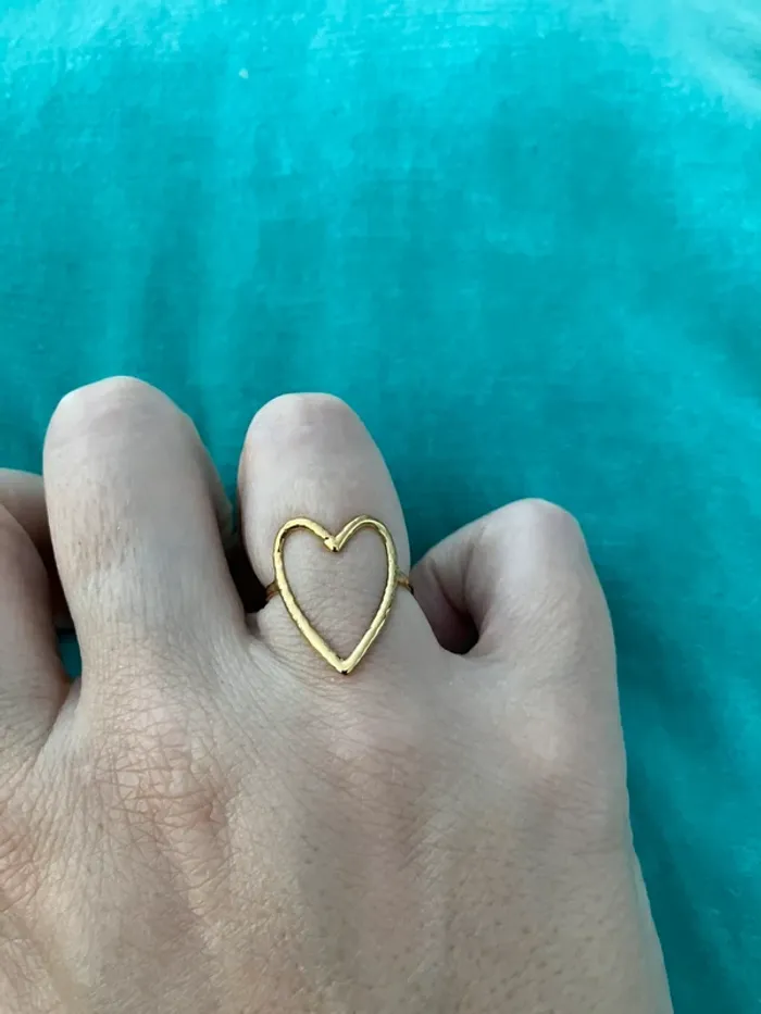Bague cœur dorée ajustable neuf sous blister - photo numéro 4