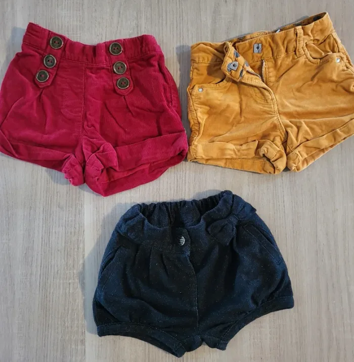 Lot 3 shorts bébé fille 2 ans