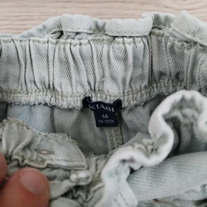 Jupe ceinture en jean vert d'eau style Mom Kiabi 6 ans - photo numéro 3