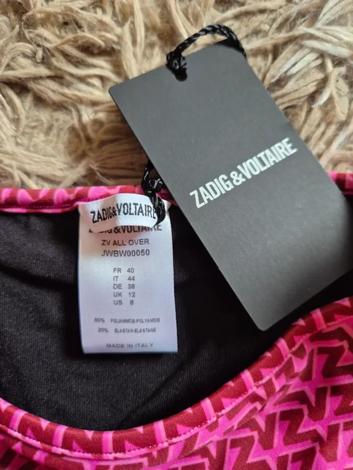 Maillot de bain 2 pièces rose Zadig & Voltaire logo taille L 40 - photo numéro 7