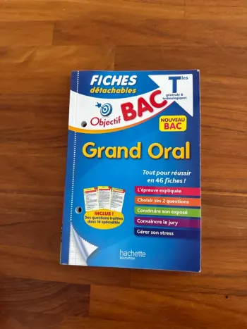 Livre grand oral, fiche détachable bac