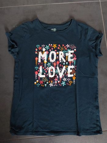 T-shirt fille 12 ans bleu marine fleurs More love