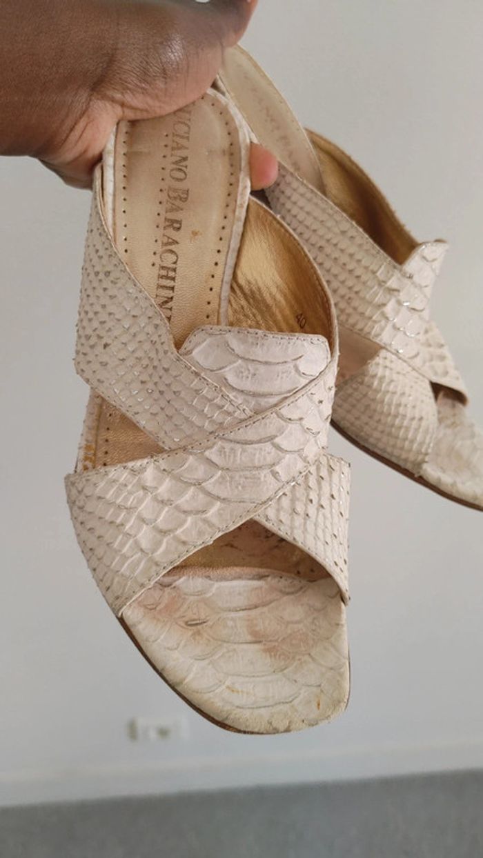 Mule à talon en cuir Luciano barachini vintage - photo numéro 7