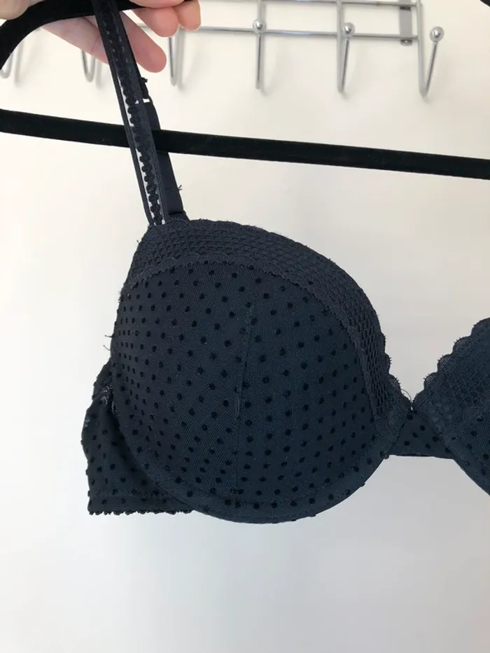 Soutien-gorge noir à pois Monoprix 90C - photo numéro 2