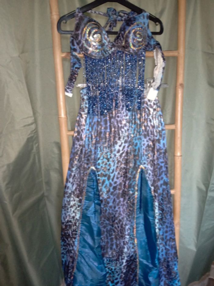 Costume sirène danse orientale léopard bleu fait mai'