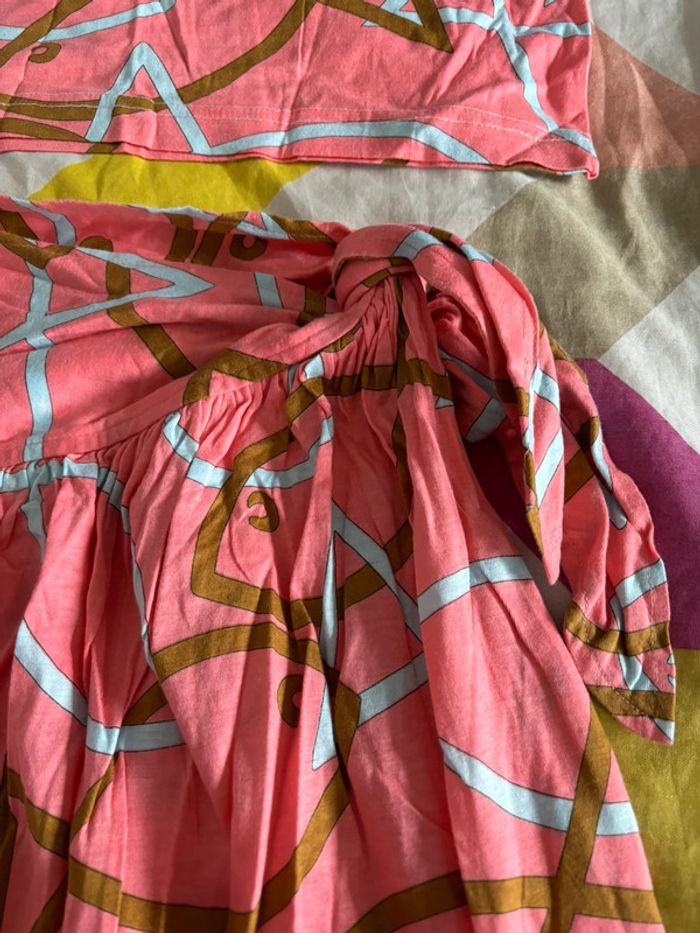 Ensemble débardeur + jupe longue vintage rose motifs poissons - photo numéro 3