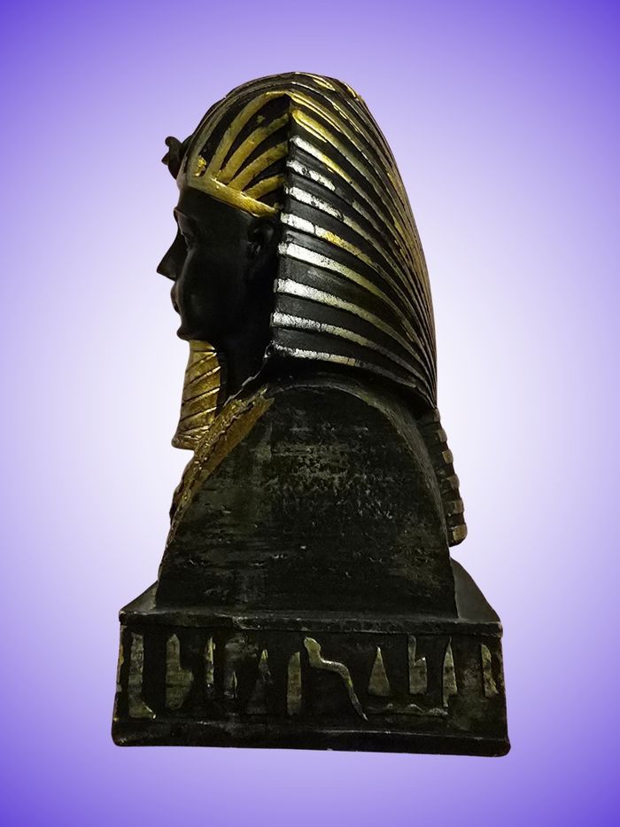 Statuette Décorative Buste Égyptien – Pharaon Toutankhamon – Noir et Doré – Déco Orientale – Bon État - photo numéro 5
