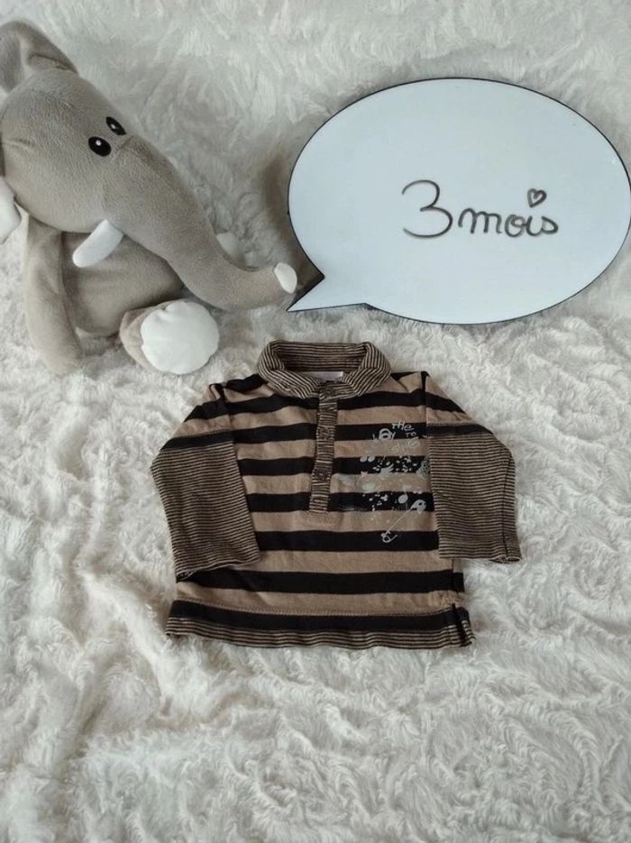 Tee shirt Polo chemise manches longues Garçon 3 mois oiseau musique Kitchoun 100% coton