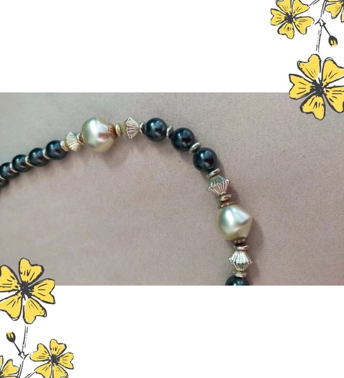 Collier vintage perles noires et nacrées – Élégance contrastée - photo numéro 5