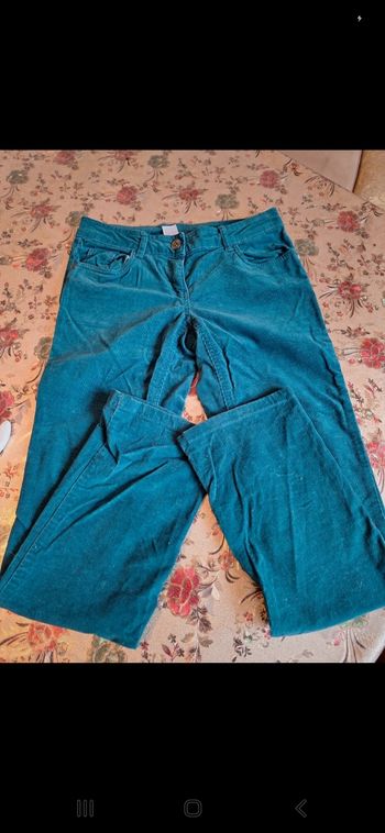 Pantalon bleu vert veloure fille taille 11 ans