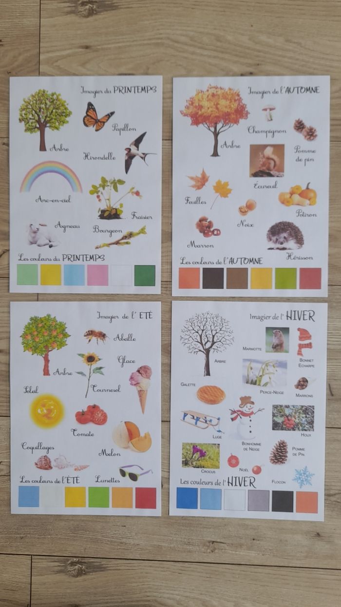 4 affiches 4 saisons montessori : Achat occasion | Livres scolaires et ...