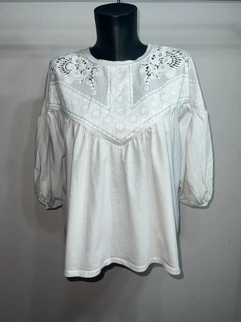 Top blanc femme manches longues Zara Medium