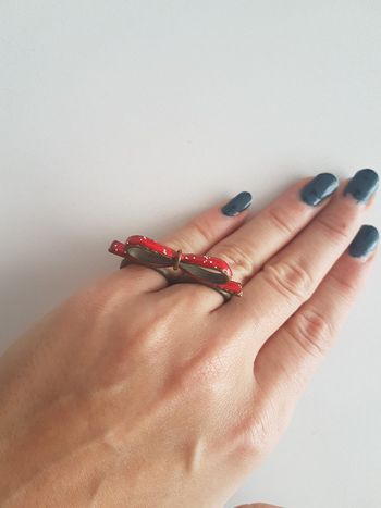 Bague double noeud rouge fantaisie