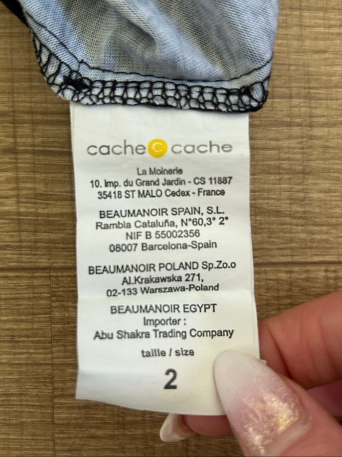 Blouse noire et grise à manches courtes Cache Cache taille 2 bon état - photo numéro 10