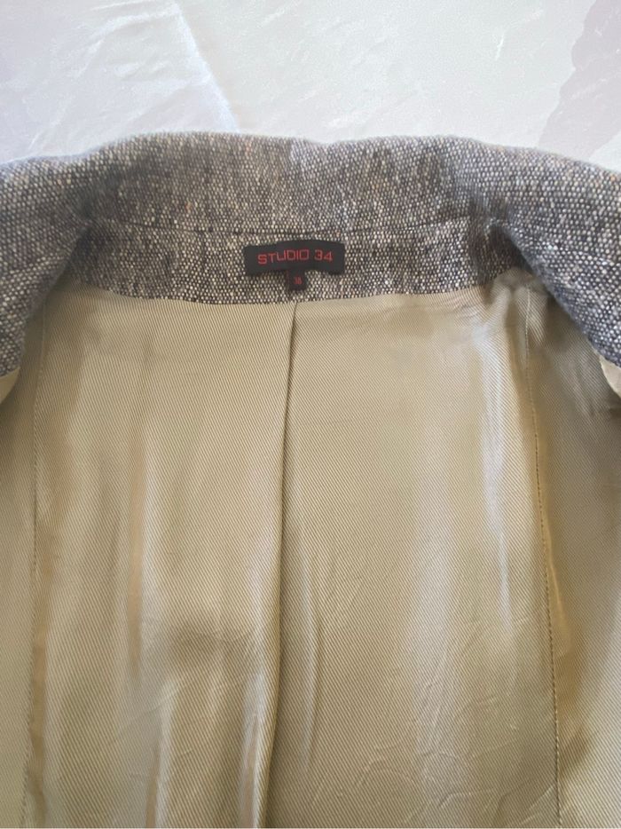 Manteau  en laine  beige  et marron - photo numéro 9