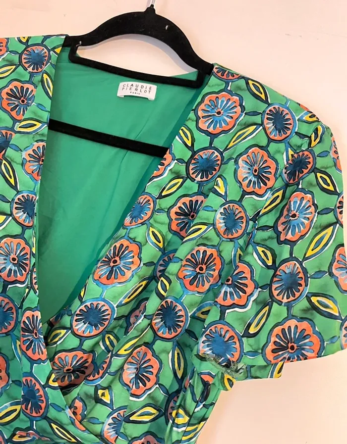 Robe satinée Claudie Pierlot imprimée colorée - photo numéro 7
