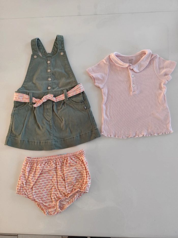 Robe avec bloomer et t shirt Obaibi 12 mois