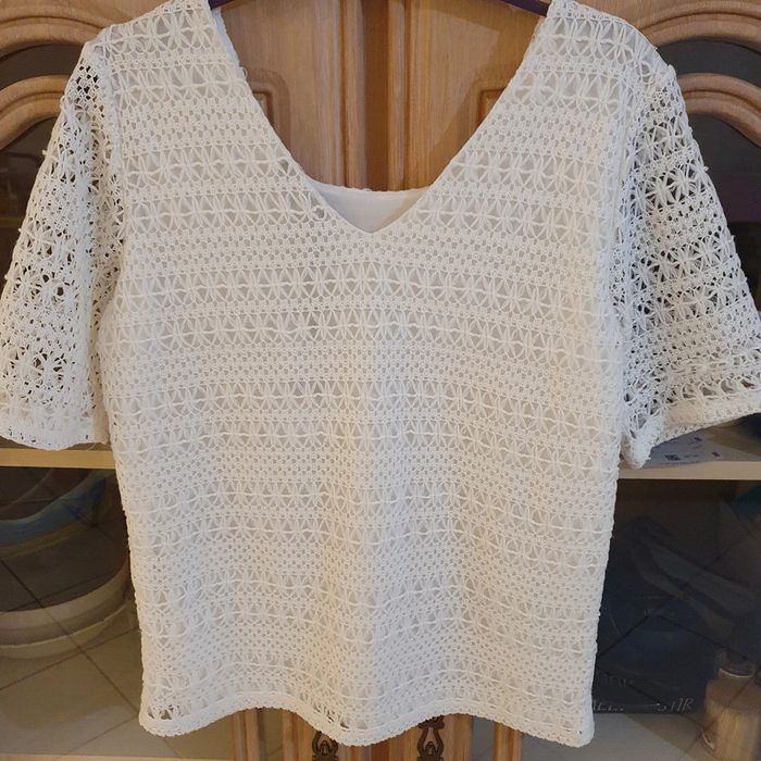 Magnifique haut champagne tout ajouré doublé Taille S Breal - photo numéro 3