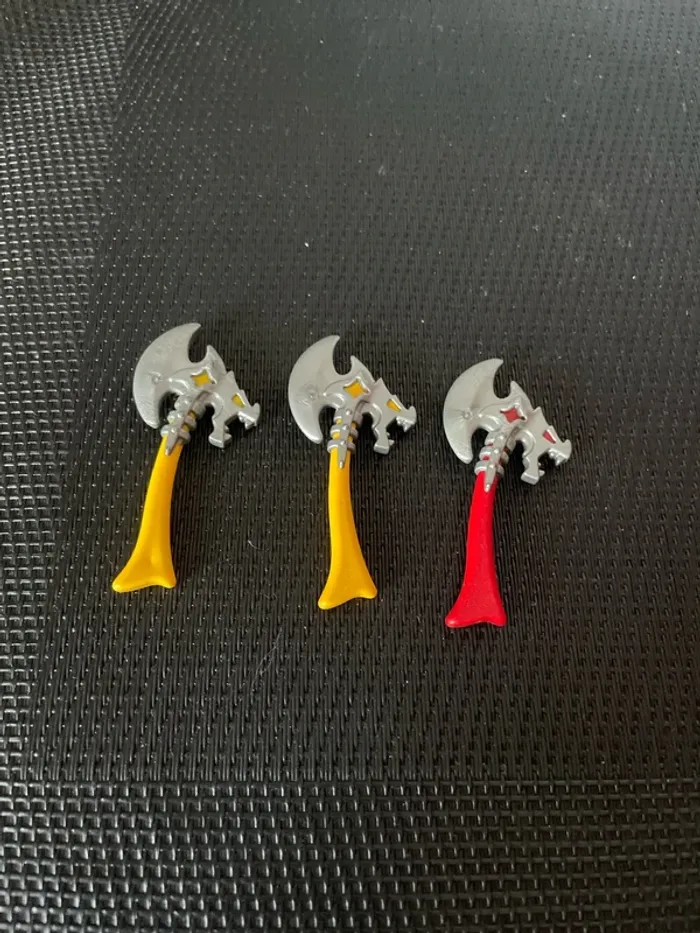 Playmobil lot 3 haches chevaliers du dragon rouge 4768 5168 4835 4837 4838 5243 5409 moyen âge