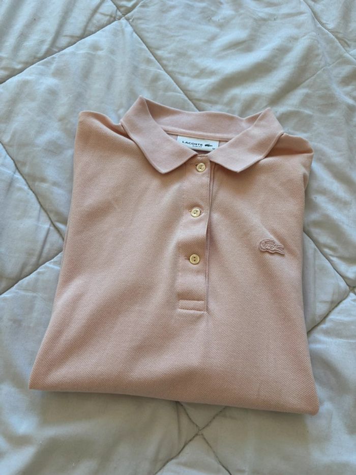 Polo Lacoste femme M (38) slim fit – rose pâle – 100% coton – comme neuf - photo numéro 2