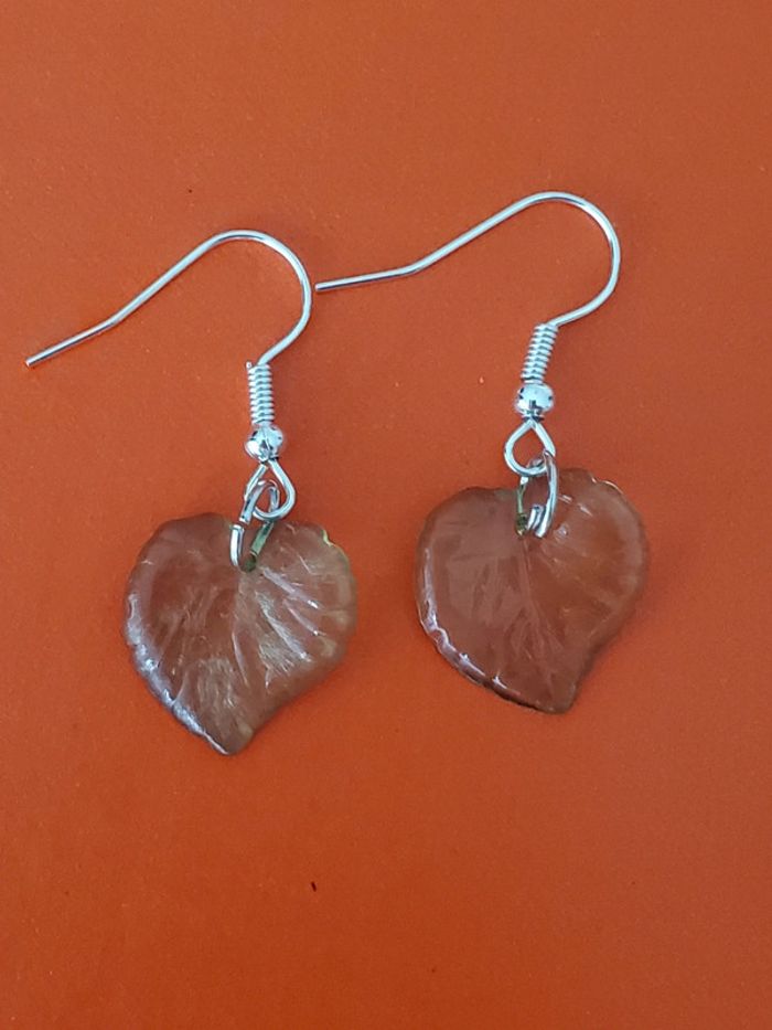 Boucles d'oreilles feuille verte