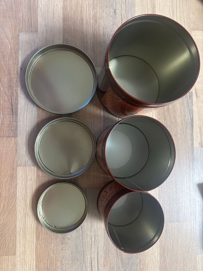 Lot de 3 boîtes en métal style vintage café thé sucre - photo numéro 8