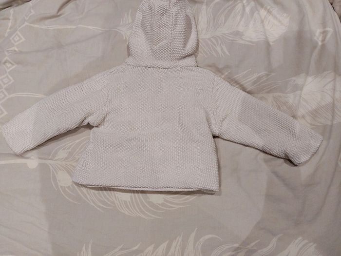 Gilet chaud tricot à capuche rose pâle Obaibi fille 12 mois - photo numéro 6