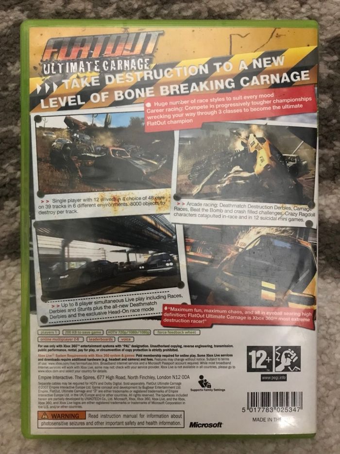 Flatout Ultimate Carnage Xbox 360