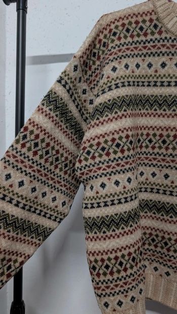 Jersey vintage Lacoste, lana & cashmere, estampado nórdico (talla XL)