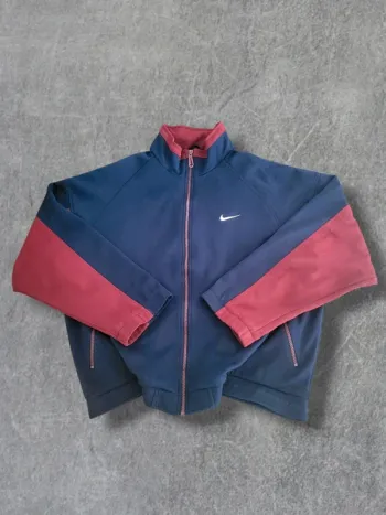 Veste / Track Jacket Nike vintage 90's bleu marine et bordeaux logo brodé - M