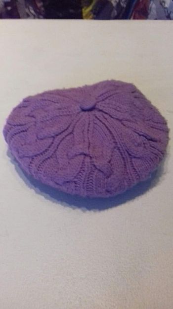 Beret parme laine 4-5ans