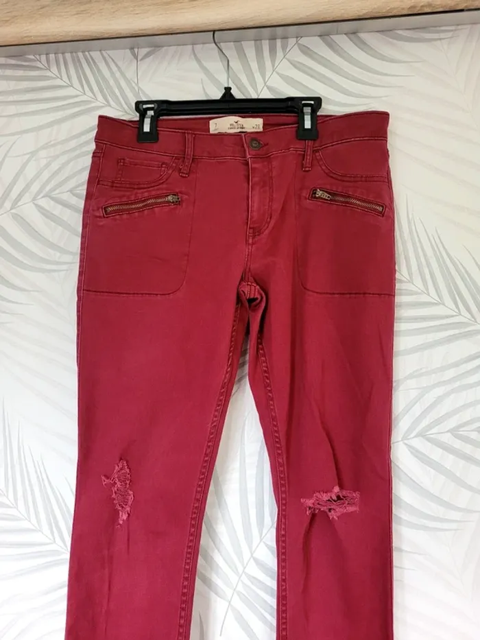 Pantalon hollister femme taille W28 , 38 bordeaux - photo numéro 4