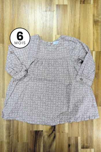 Robe / Tunique marron à fleurs - Obaïbi bébé fille 6 mois