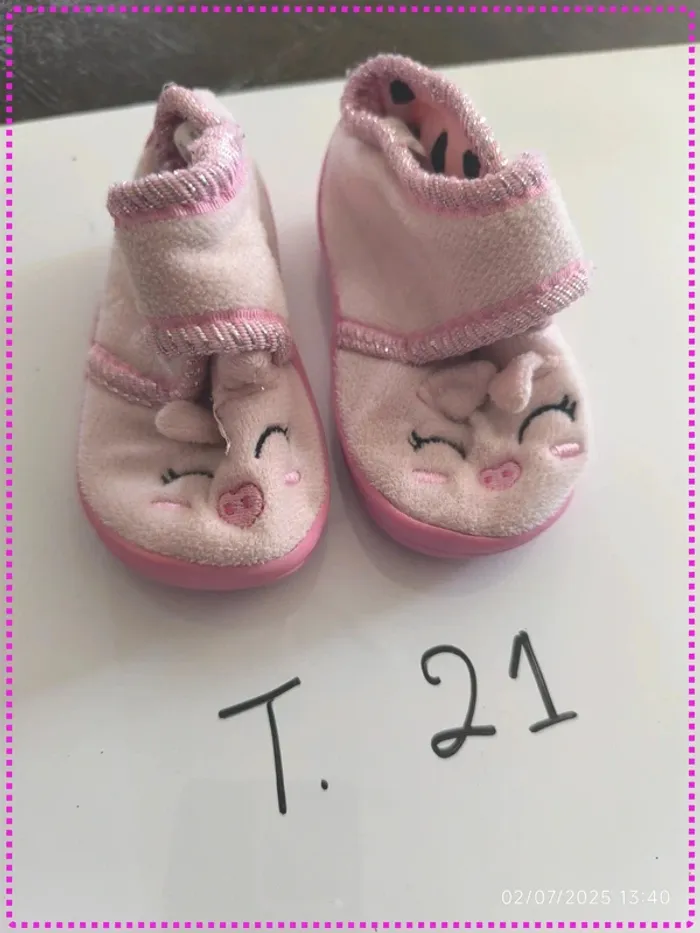2 paires de chaussons rose clair (21)